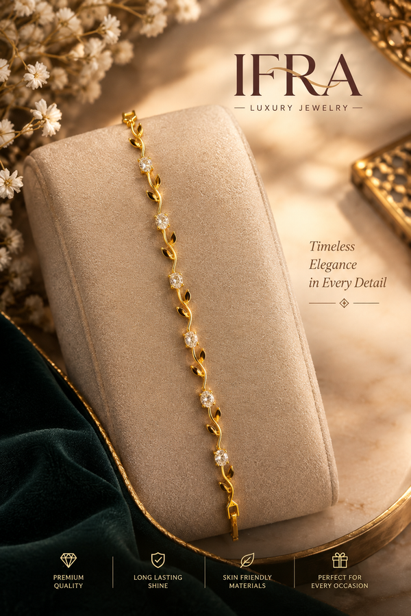Liora Crystal Vine Bracelet | Elegant Gold-Tone Floral Bracelet for Women