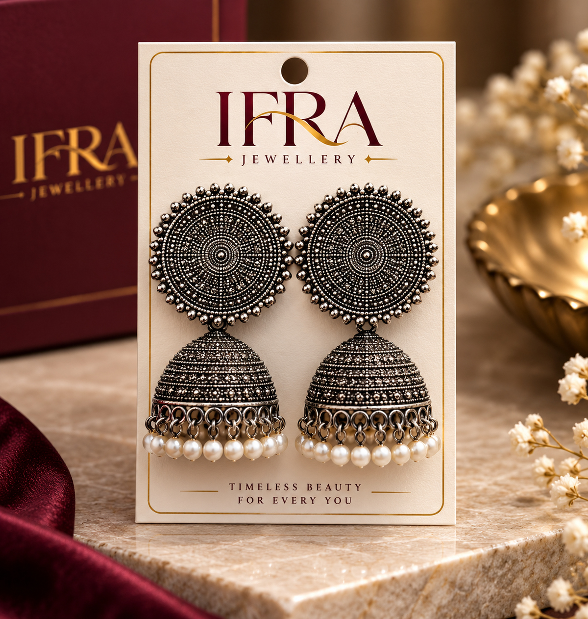 Oxidized Silver Jhumka Earrings with Pearl Drops | Traditional Statement Earrings