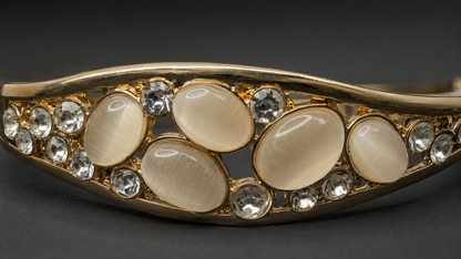 Gold Cat's Eye Oval Grid Bracelet - View 3