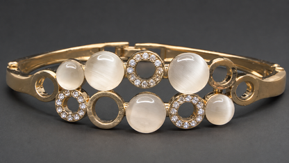 Gold Cat's Eye Interlocking Circles Bracelet - View 3