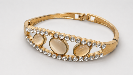 Gold Cat's Eye Triple Oval Frame Bracelet - View 1