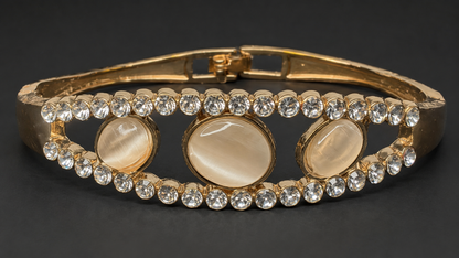 Gold Cat's Eye Triple Oval Frame Bracelet - View 2