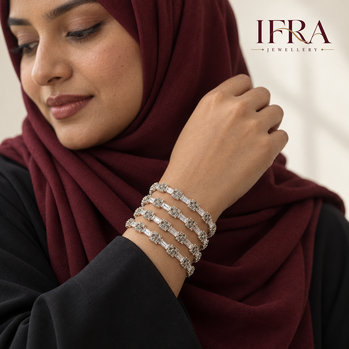 Aria Silver Crystal Bangle Set of 4